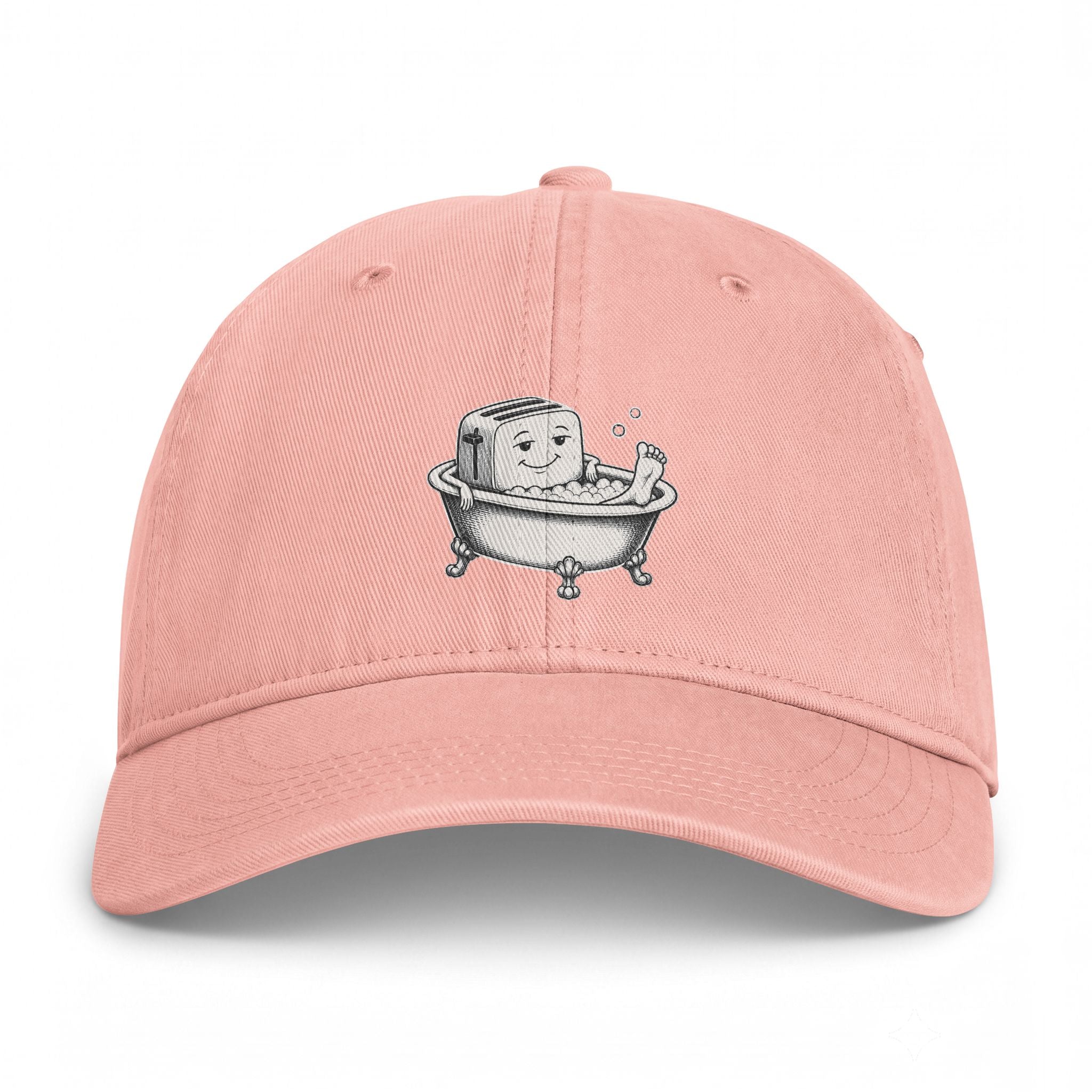 Embroidered Bathing Tofu Dad Cap — Cute Tub Cartoon Washed Baseball Hat