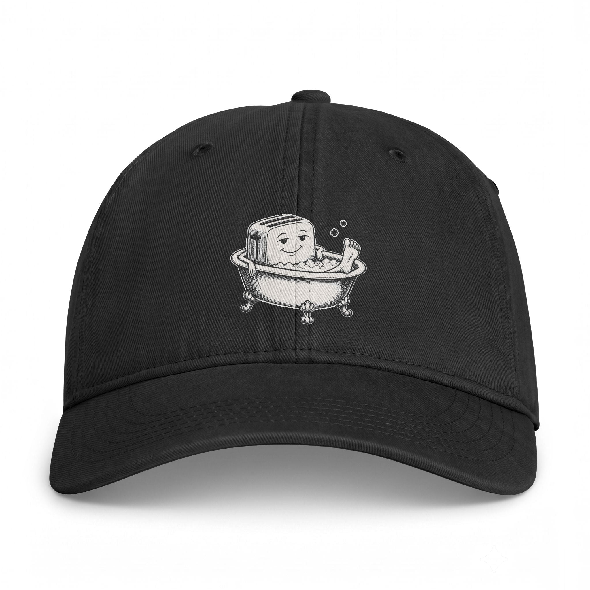 Embroidered Bathing Tofu Dad Cap — Cute Tub Cartoon Washed Baseball Hat