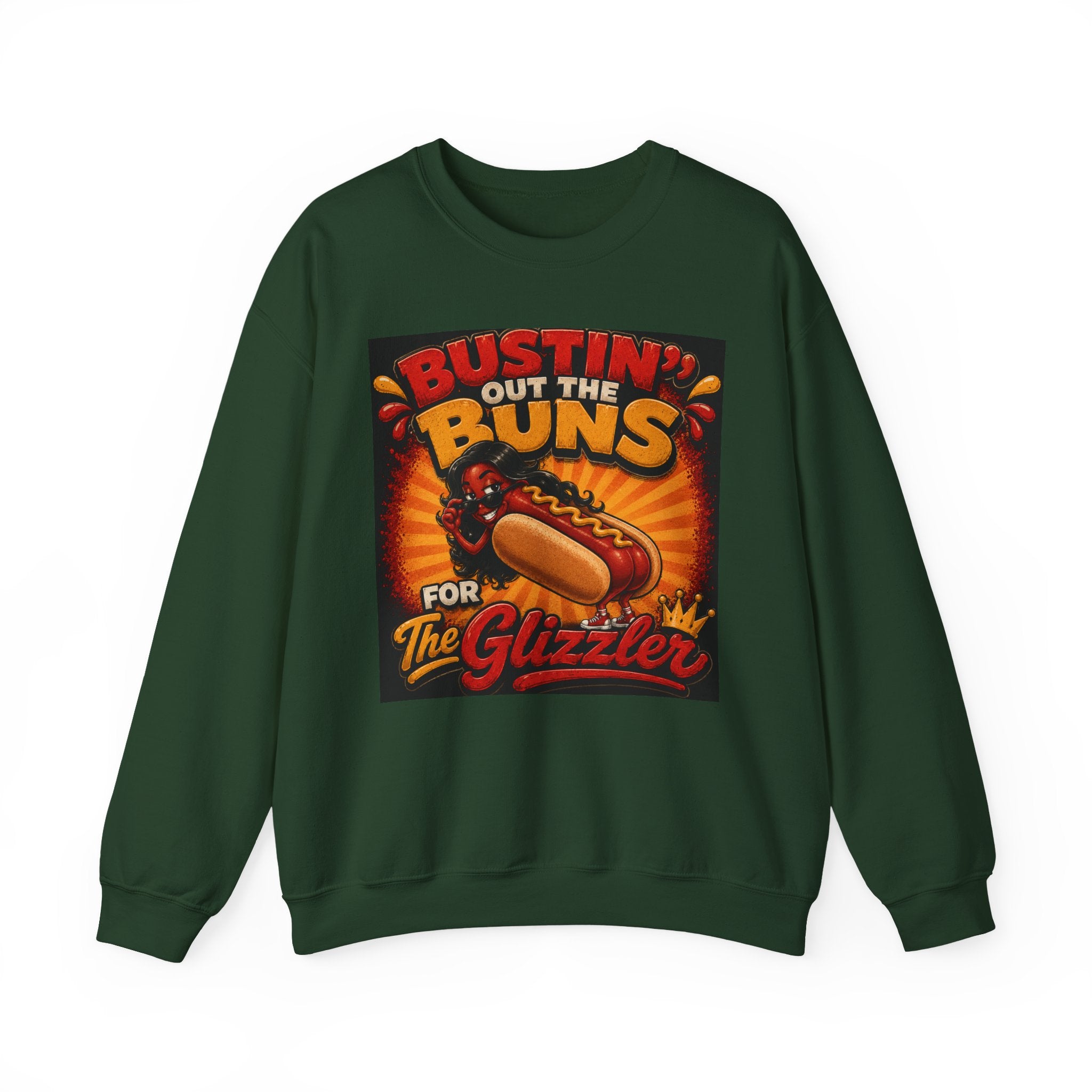 Sweatshirt — "Bustin' Out the Buns for the Glizzler" Retro Hot Dog Graphic