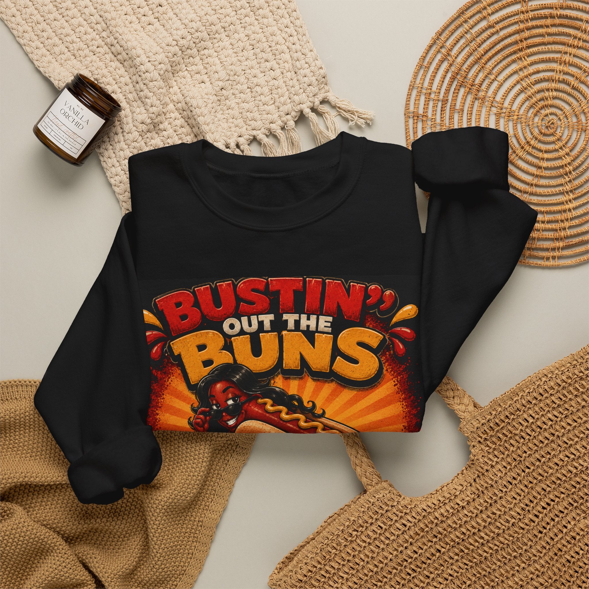 Sweatshirt — "Bustin' Out the Buns for the Glizzler" Retro Hot Dog Graphic