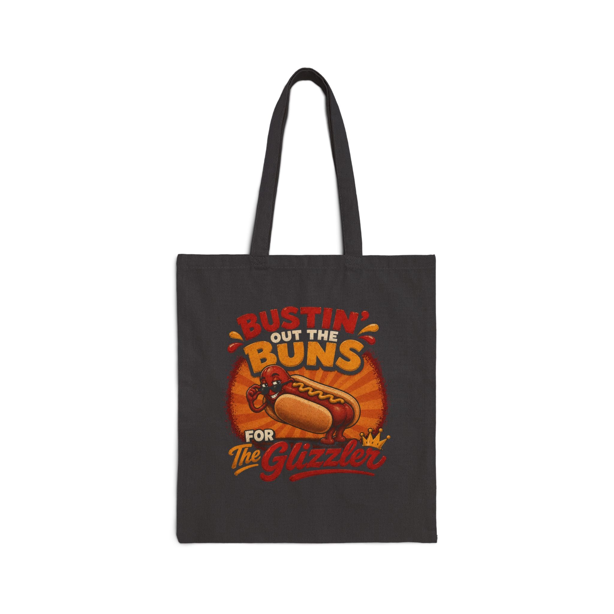 Tote Bag — "Bustin' Out the Buns for the Glizzler" Retro Hot Dog Canvas Tote