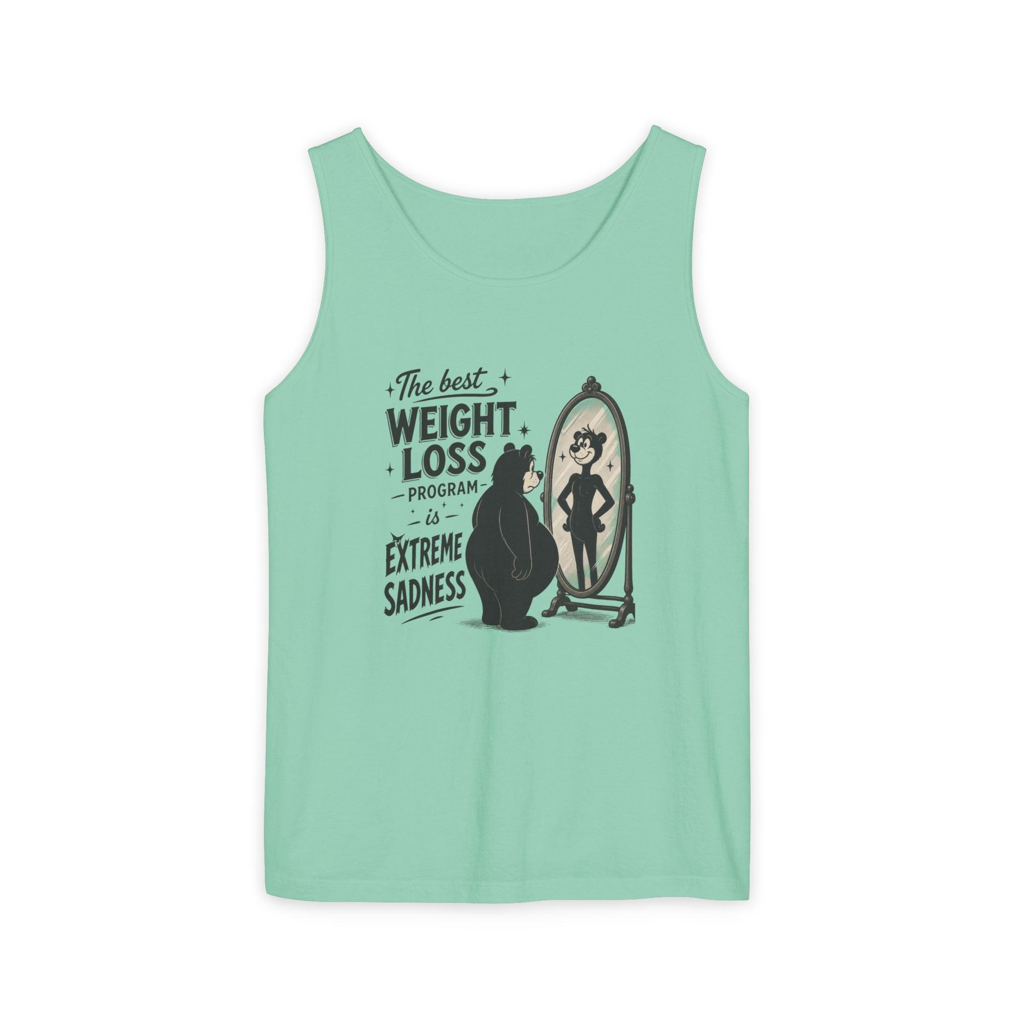 Funny Weight Loss Tank Top — "Best Weight Loss Program: Extreme Sadness" Graphic
