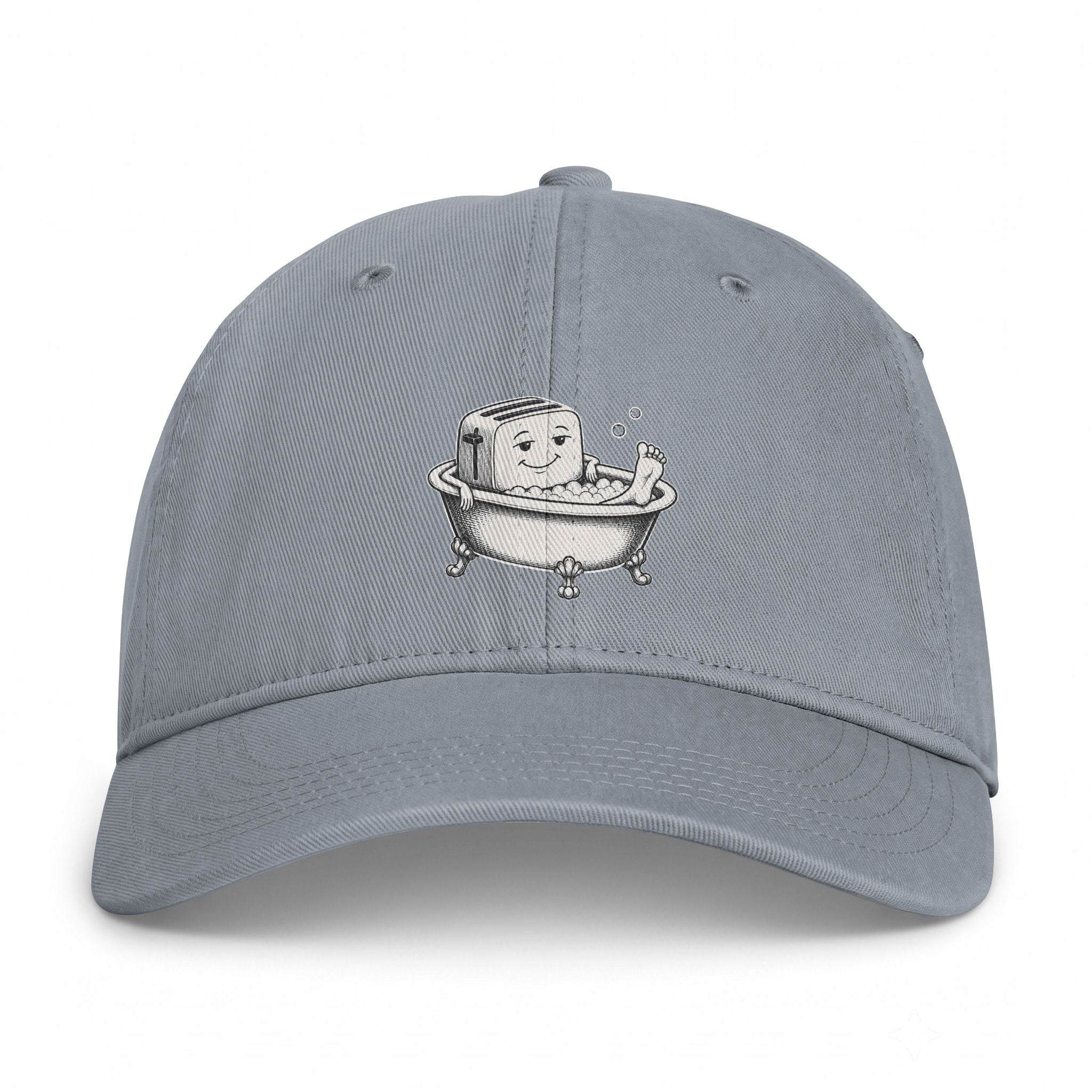 Embroidered Bathing Tofu Dad Cap — Cute Tub Cartoon Washed Baseball Hat