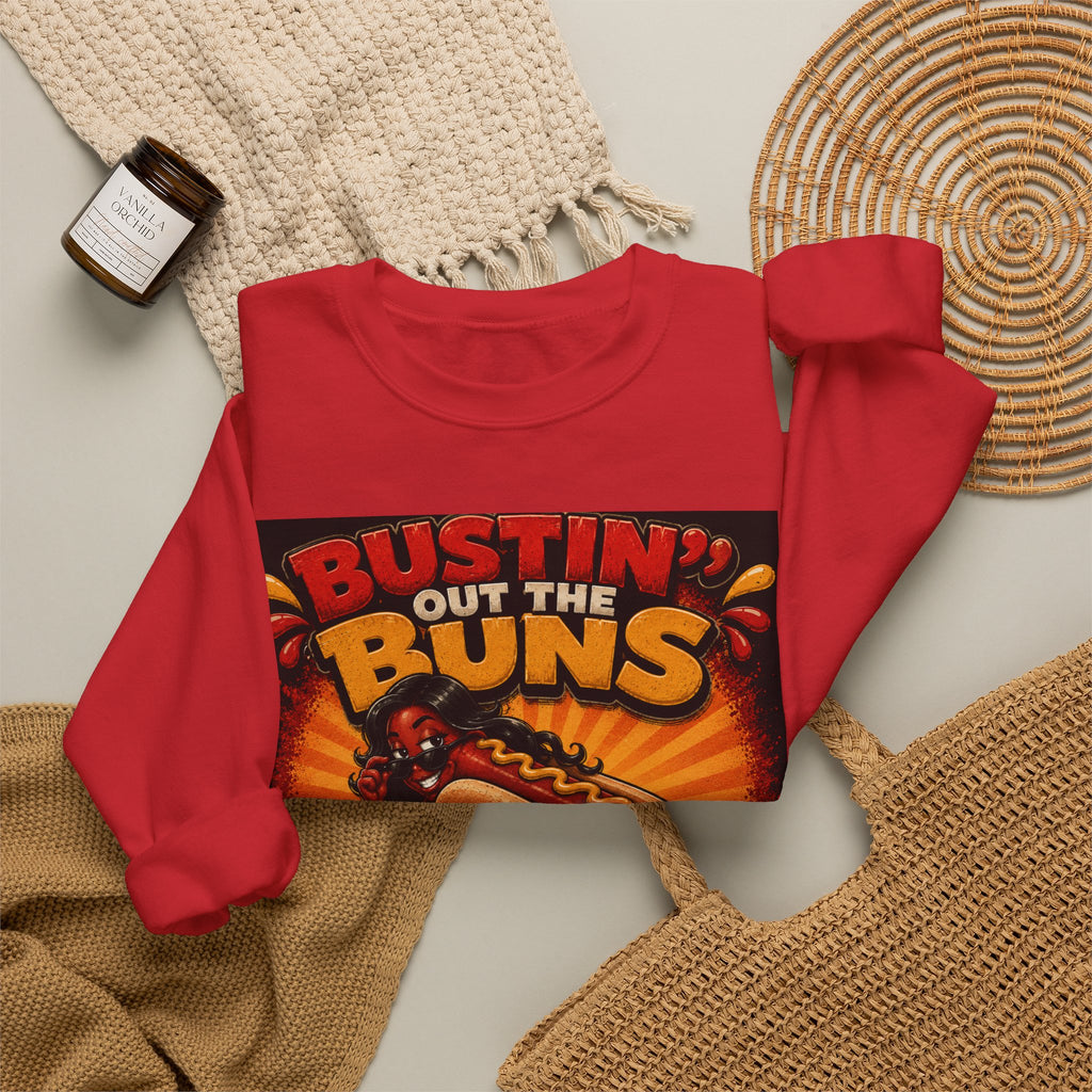 Sweatshirt — "Bustin' Out the Buns for the Glizzler" Retro Hot Dog Graphic