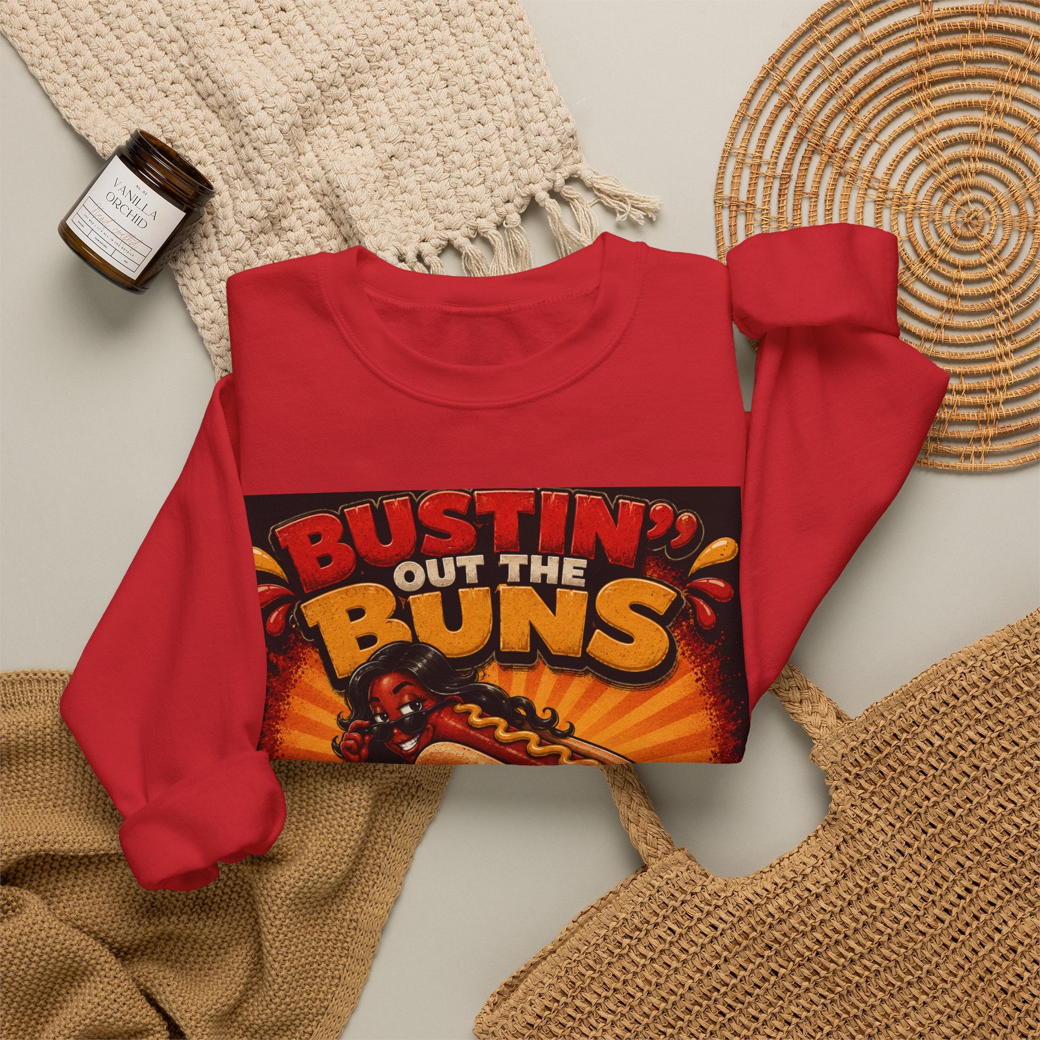 Sweatshirt — "Bustin' Out the Buns for the Glizzler" Retro Hot Dog Graphic
