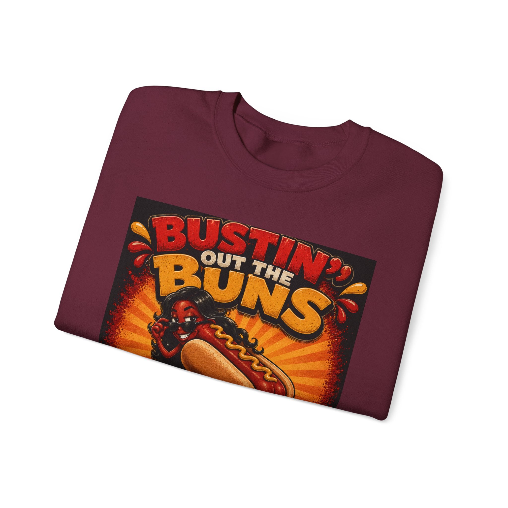 Sweatshirt — "Bustin' Out the Buns for the Glizzler" Retro Hot Dog Graphic