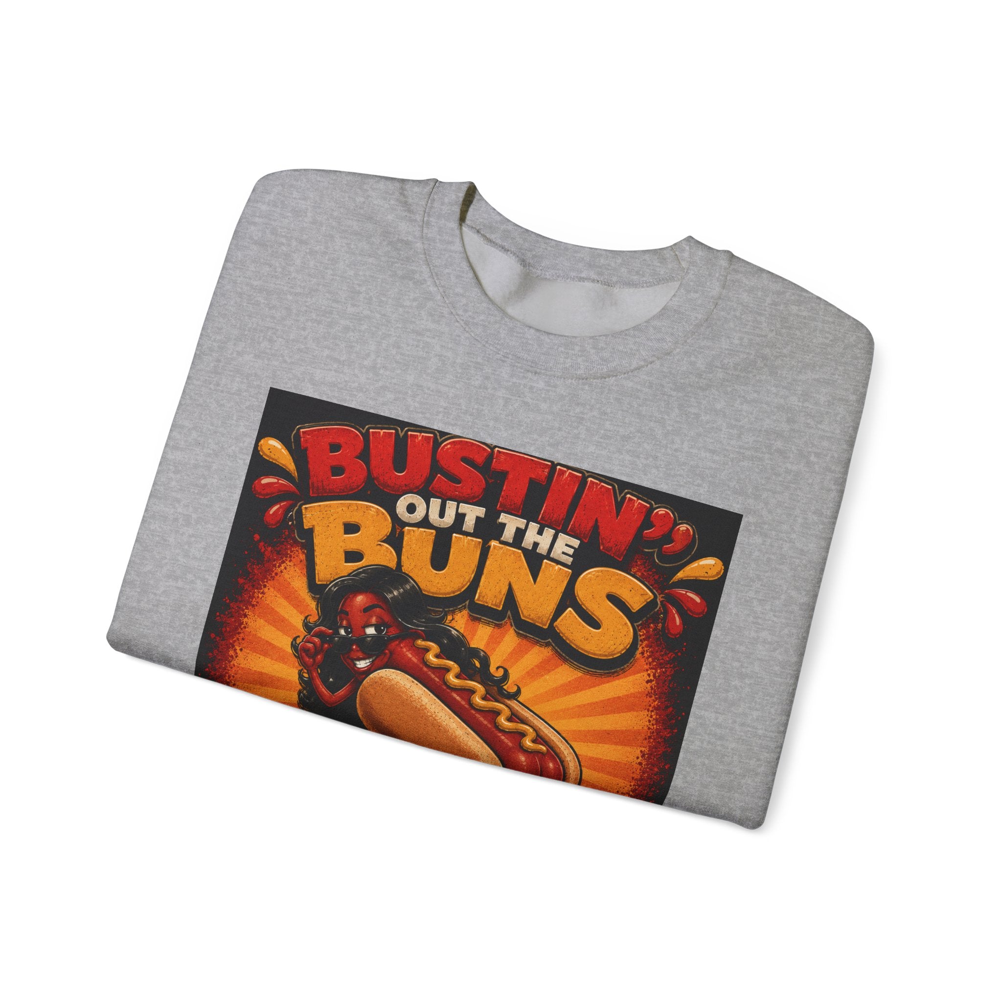 Sweatshirt — "Bustin' Out the Buns for the Glizzler" Retro Hot Dog Graphic