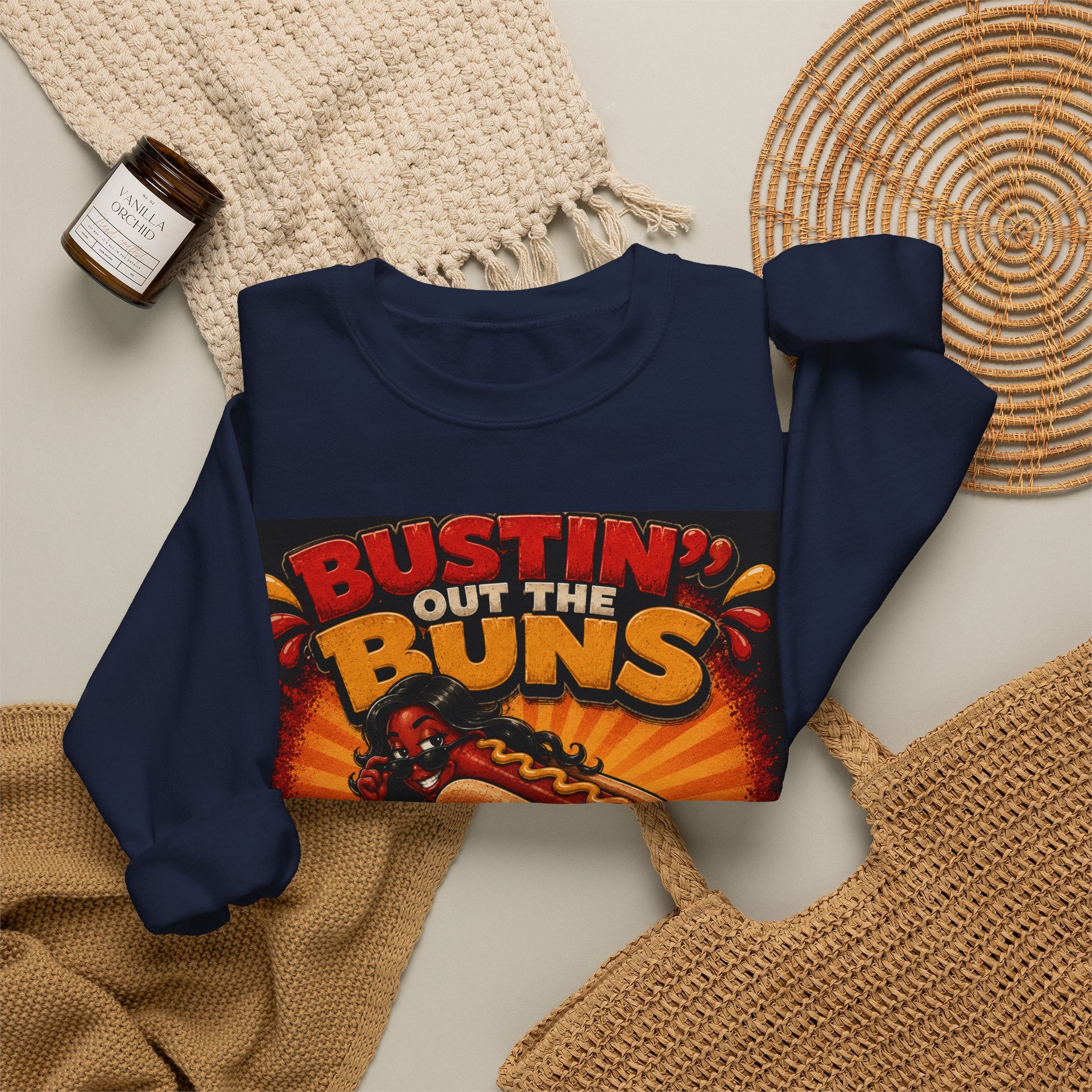 Sweatshirt — "Bustin' Out the Buns for the Glizzler" Retro Hot Dog Graphic