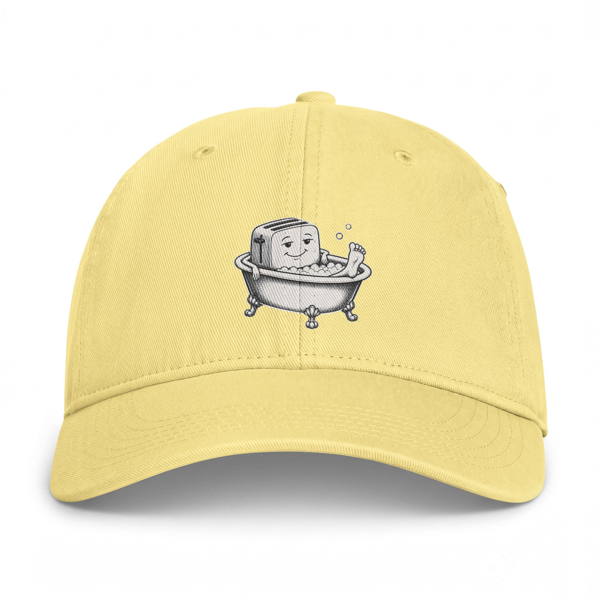 Embroidered Bathing Tofu Dad Cap — Cute Tub Cartoon Washed Baseball Hat