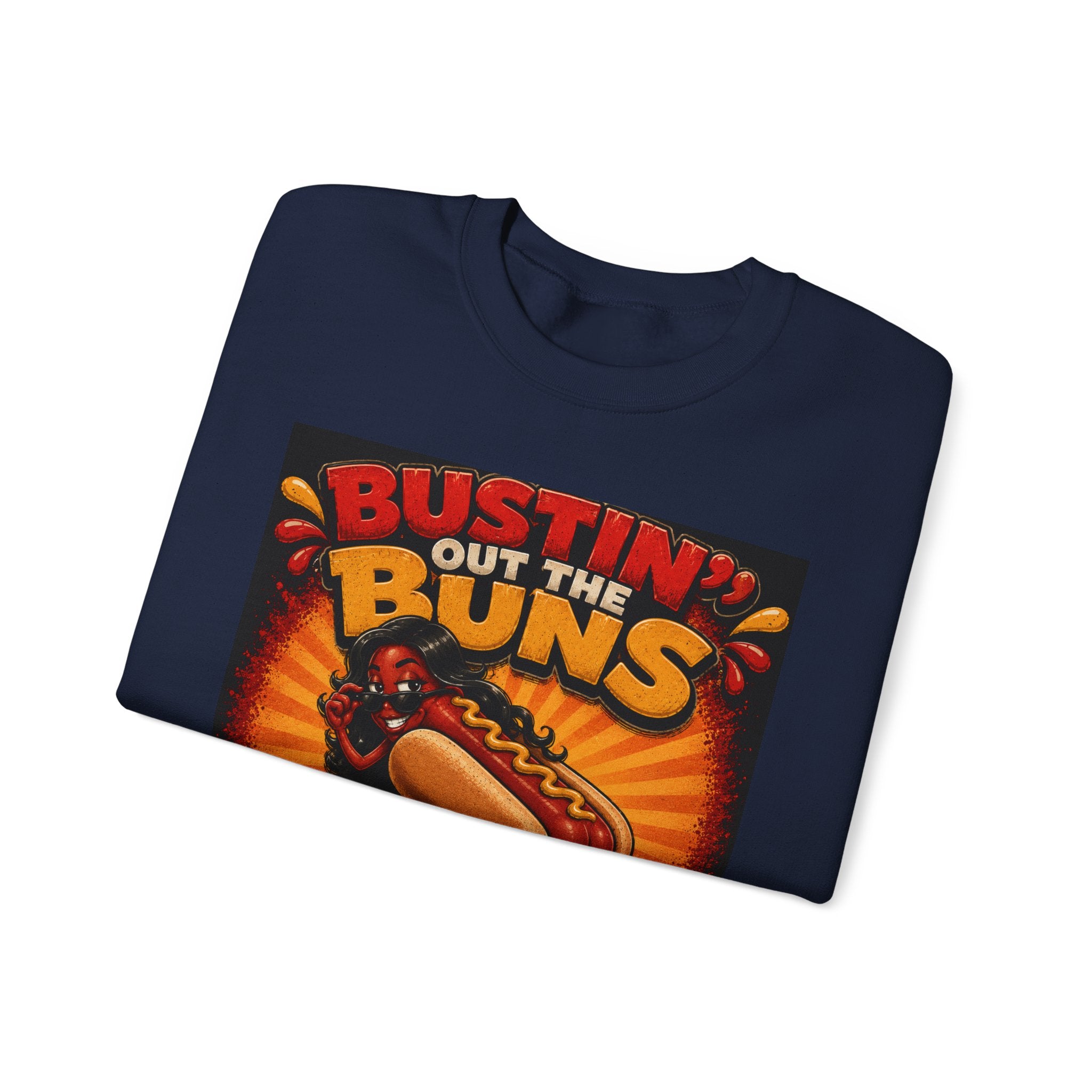 Sweatshirt — "Bustin' Out the Buns for the Glizzler" Retro Hot Dog Graphic