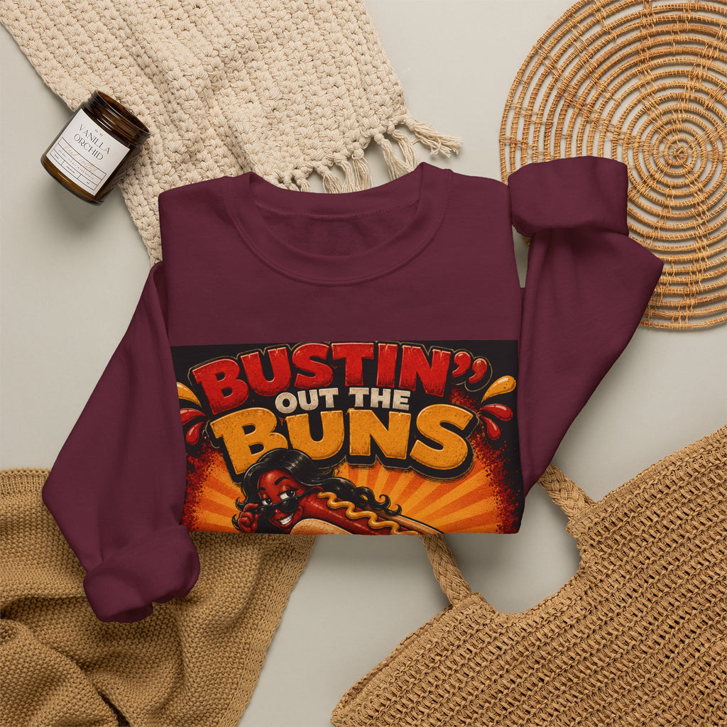 Sweatshirt — "Bustin' Out the Buns for the Glizzler" Retro Hot Dog Graphic