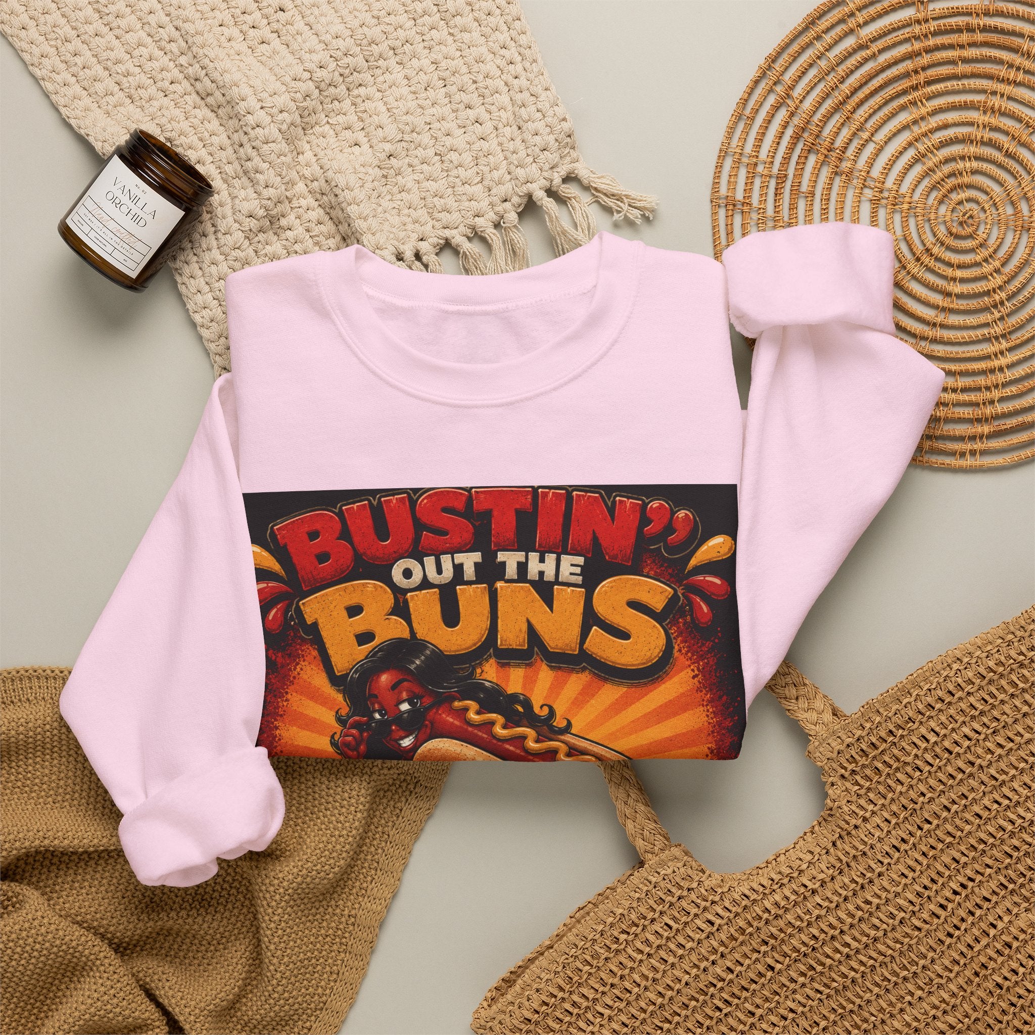 Sweatshirt — "Bustin' Out the Buns for the Glizzler" Retro Hot Dog Graphic