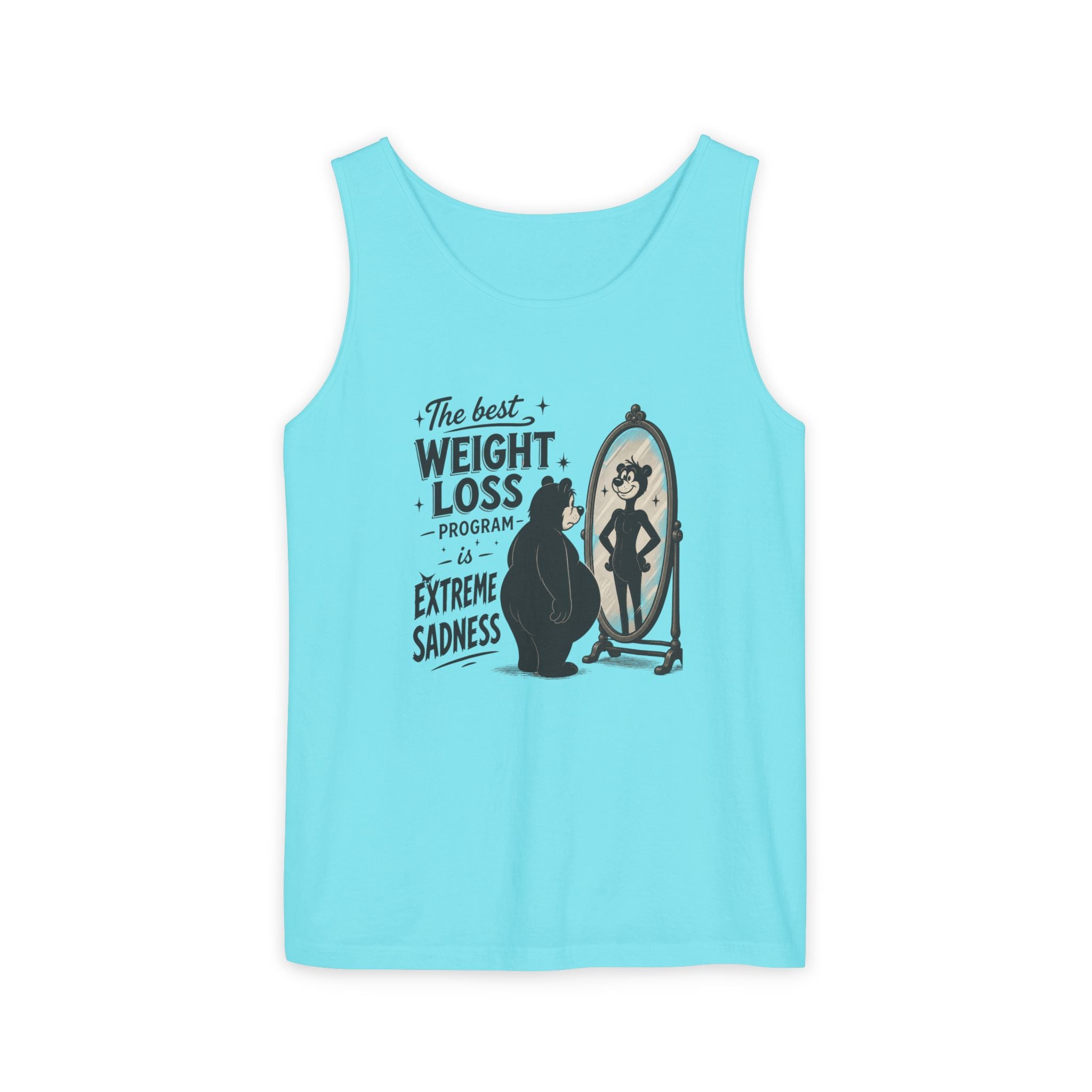 Funny Weight Loss Tank Top — "Best Weight Loss Program: Extreme Sadness" Graphic