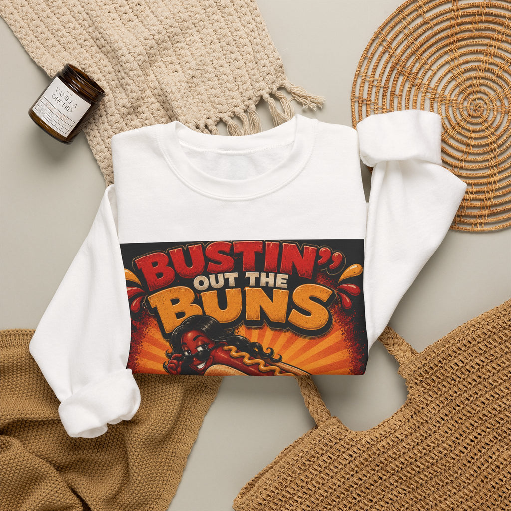 Sweatshirt — "Bustin' Out the Buns for the Glizzler" Retro Hot Dog Graphic