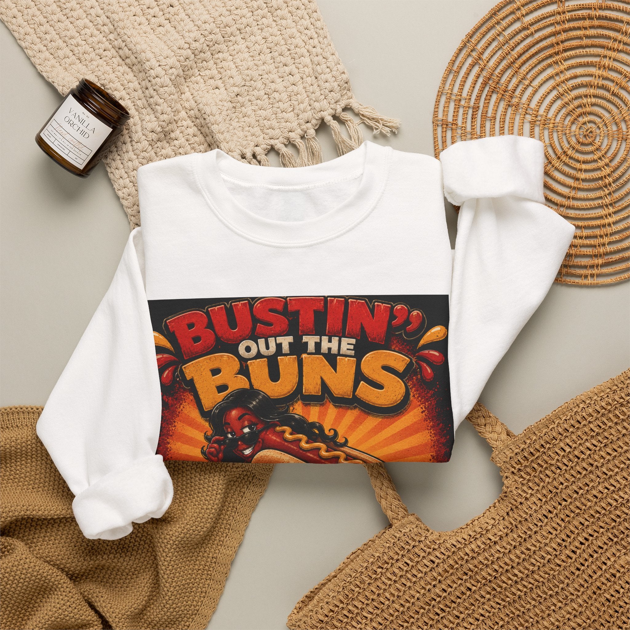 Sweatshirt — "Bustin' Out the Buns for the Glizzler" Retro Hot Dog Graphic