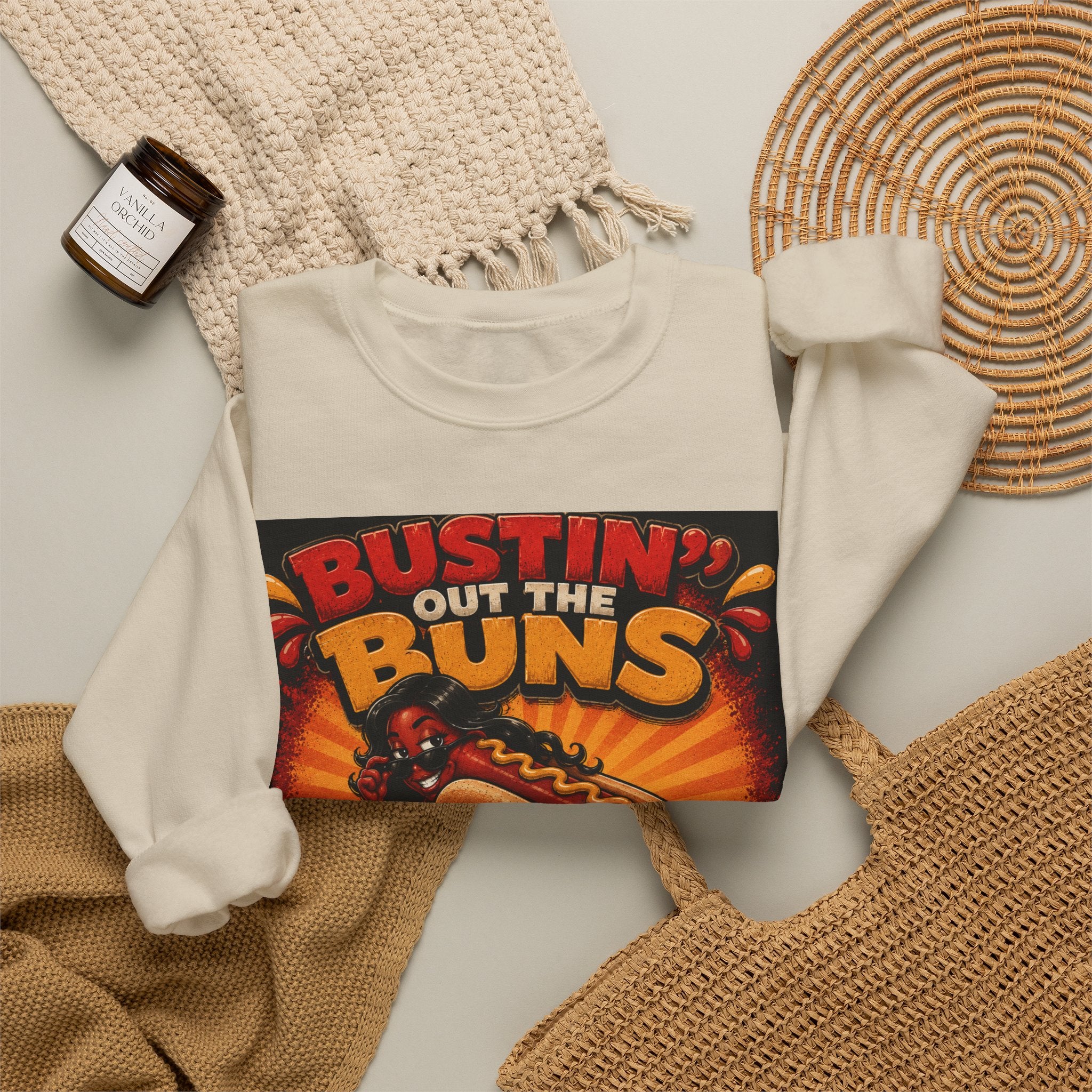 Sweatshirt — "Bustin' Out the Buns for the Glizzler" Retro Hot Dog Graphic