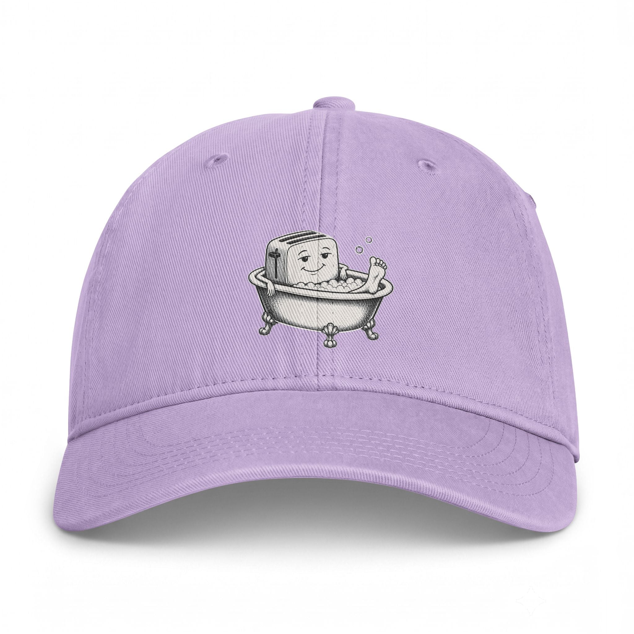 Embroidered Bathing Tofu Dad Cap — Cute Tub Cartoon Washed Baseball Hat