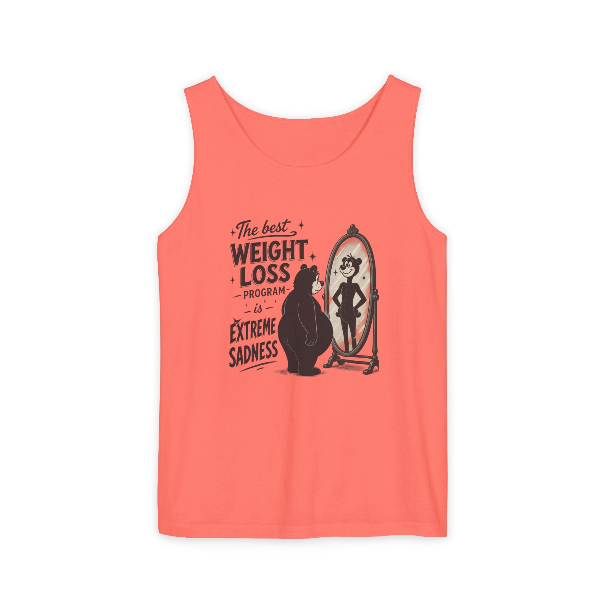 Funny Weight Loss Tank Top — "Best Weight Loss Program: Extreme Sadness" Graphic