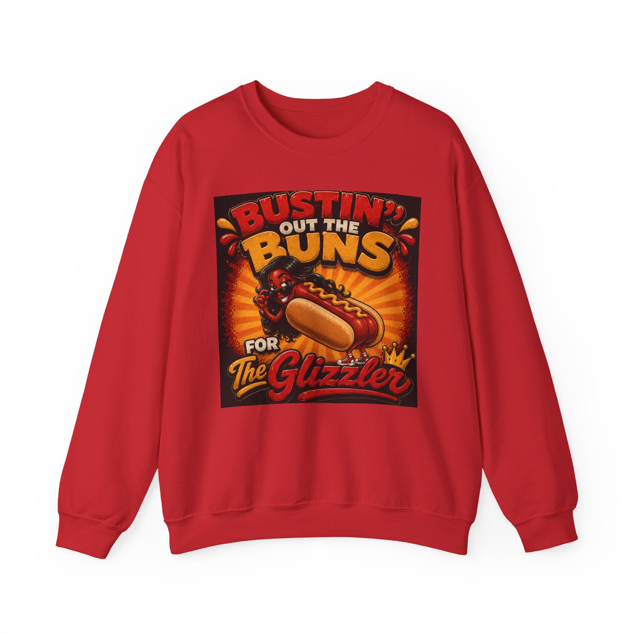 Sweatshirt — "Bustin' Out the Buns for the Glizzler" Retro Hot Dog Graphic
