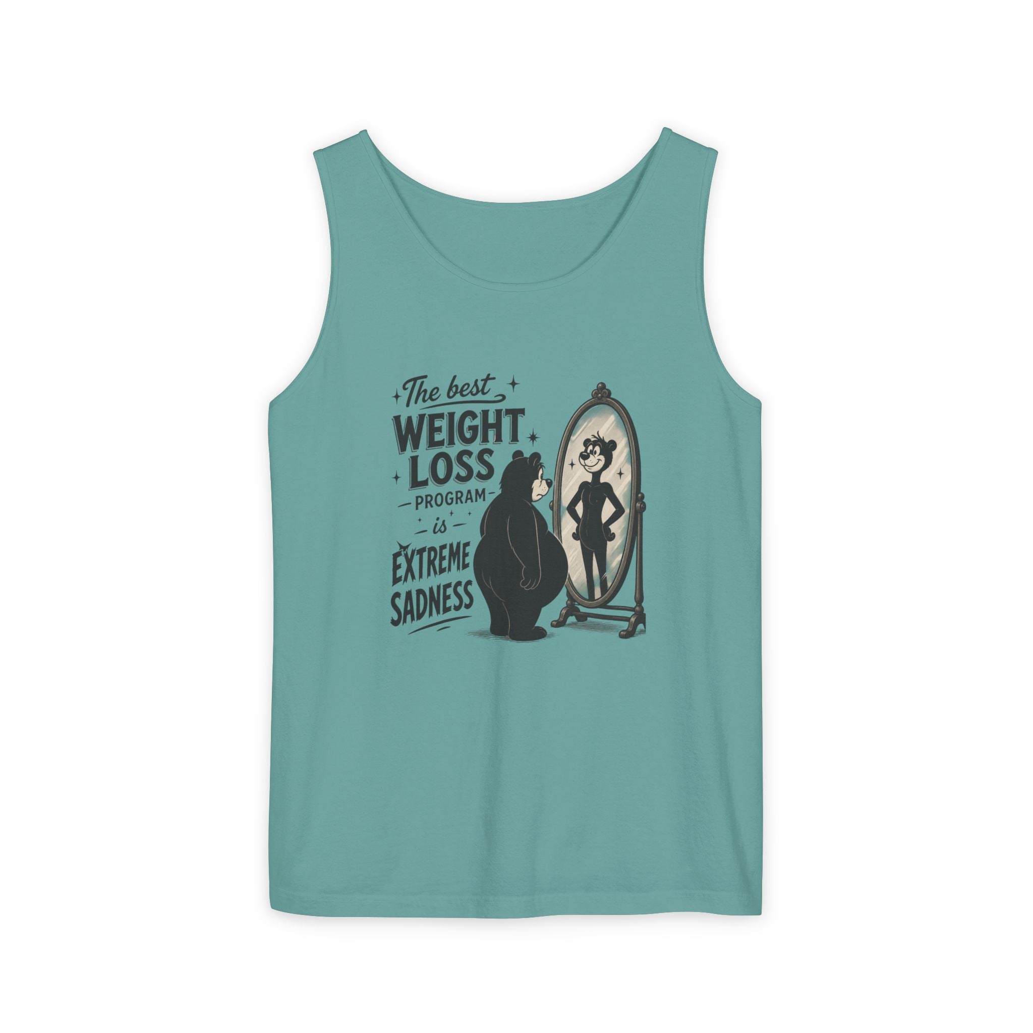 Funny Weight Loss Tank Top — "Best Weight Loss Program: Extreme Sadness" Graphic