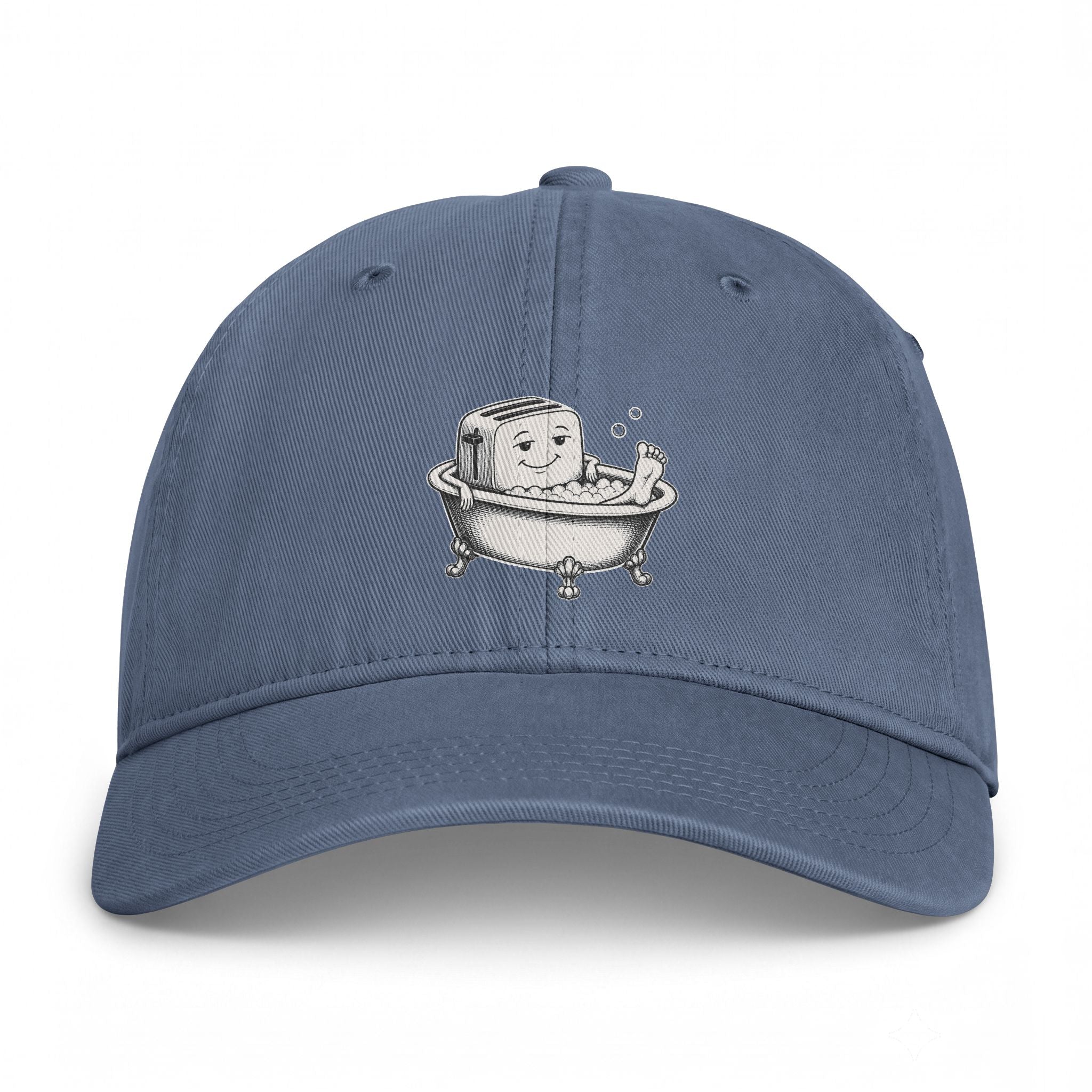 Embroidered Bathing Tofu Dad Cap — Cute Tub Cartoon Washed Baseball Hat