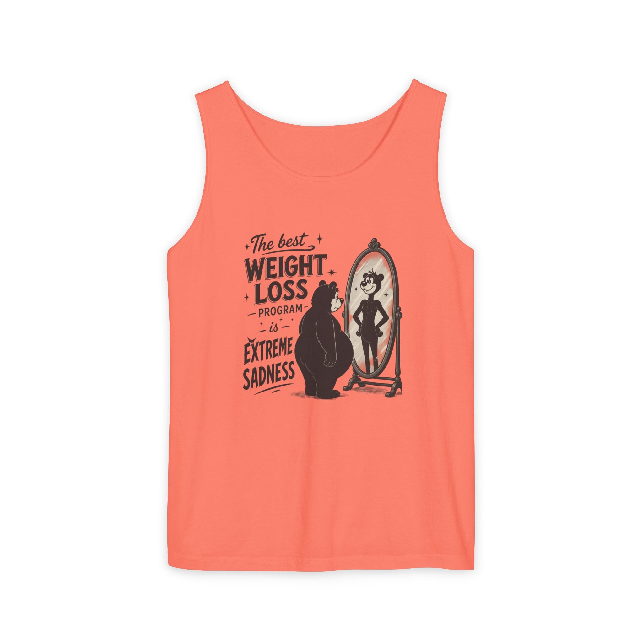 Funny Weight Loss Tank Top — "Best Weight Loss Program: Extreme Sadness" Graphic