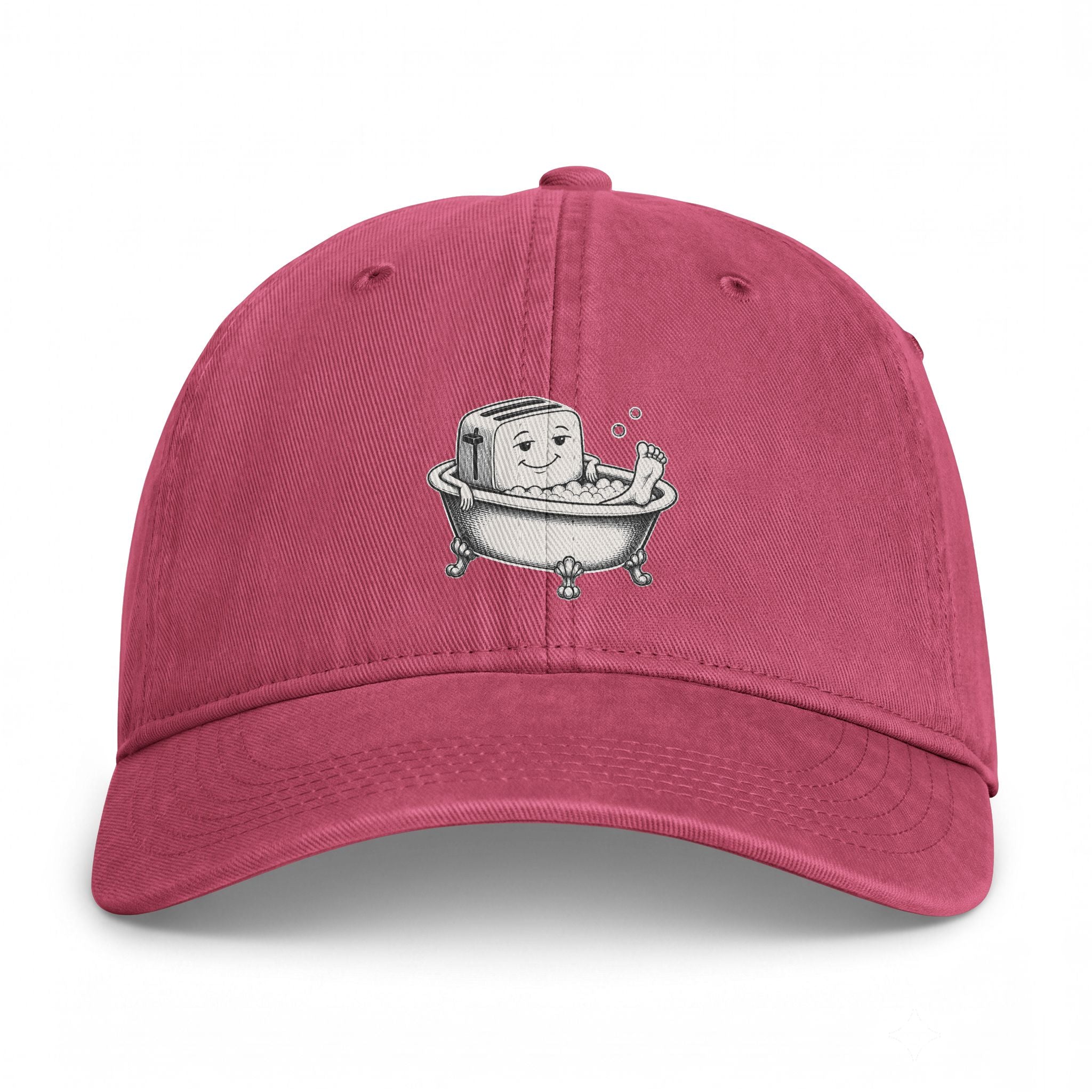 Embroidered Bathing Tofu Dad Cap — Cute Tub Cartoon Washed Baseball Hat
