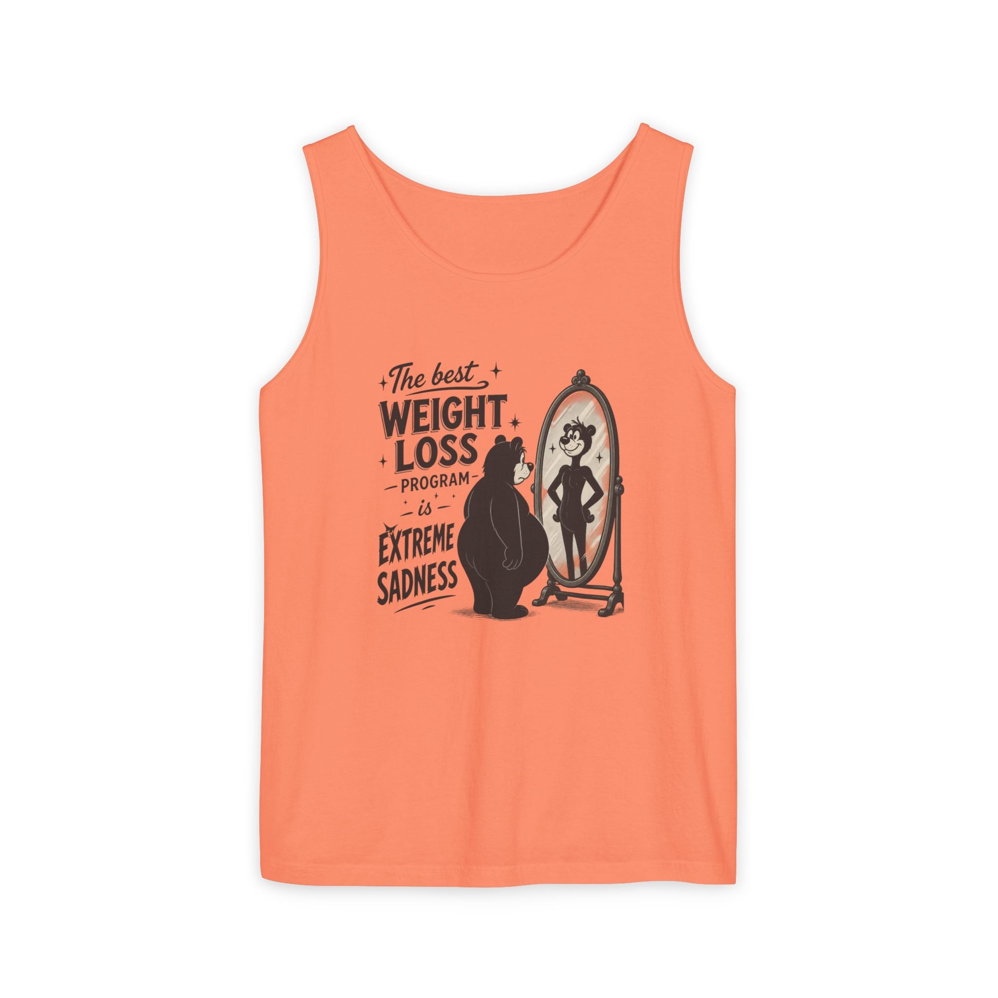 Funny Weight Loss Tank Top — "Best Weight Loss Program: Extreme Sadness" Graphic