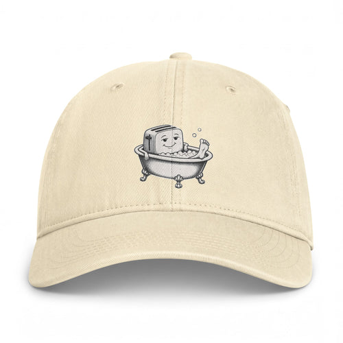 Embroidered Bathing Tofu Dad Cap — Cute Tub Cartoon Washed Baseball Hat