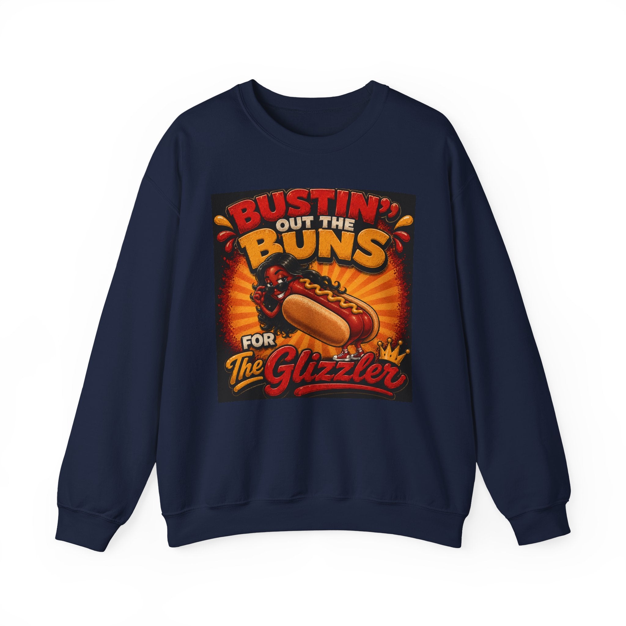 Sweatshirt — "Bustin' Out the Buns for the Glizzler" Retro Hot Dog Graphic