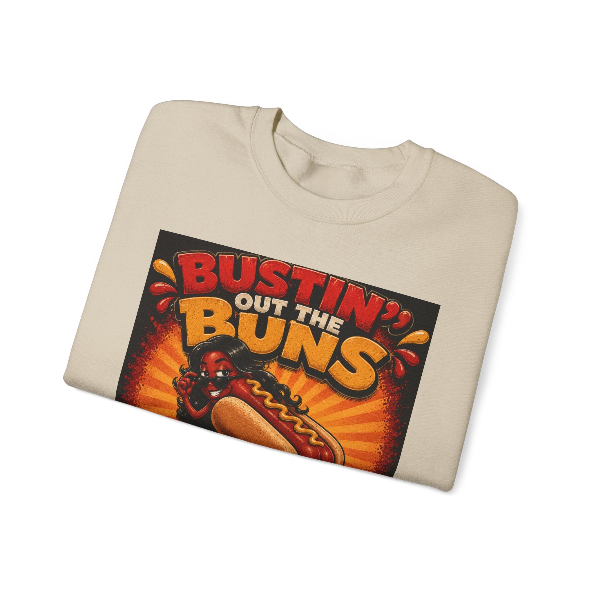 Sweatshirt — "Bustin' Out the Buns for the Glizzler" Retro Hot Dog Graphic