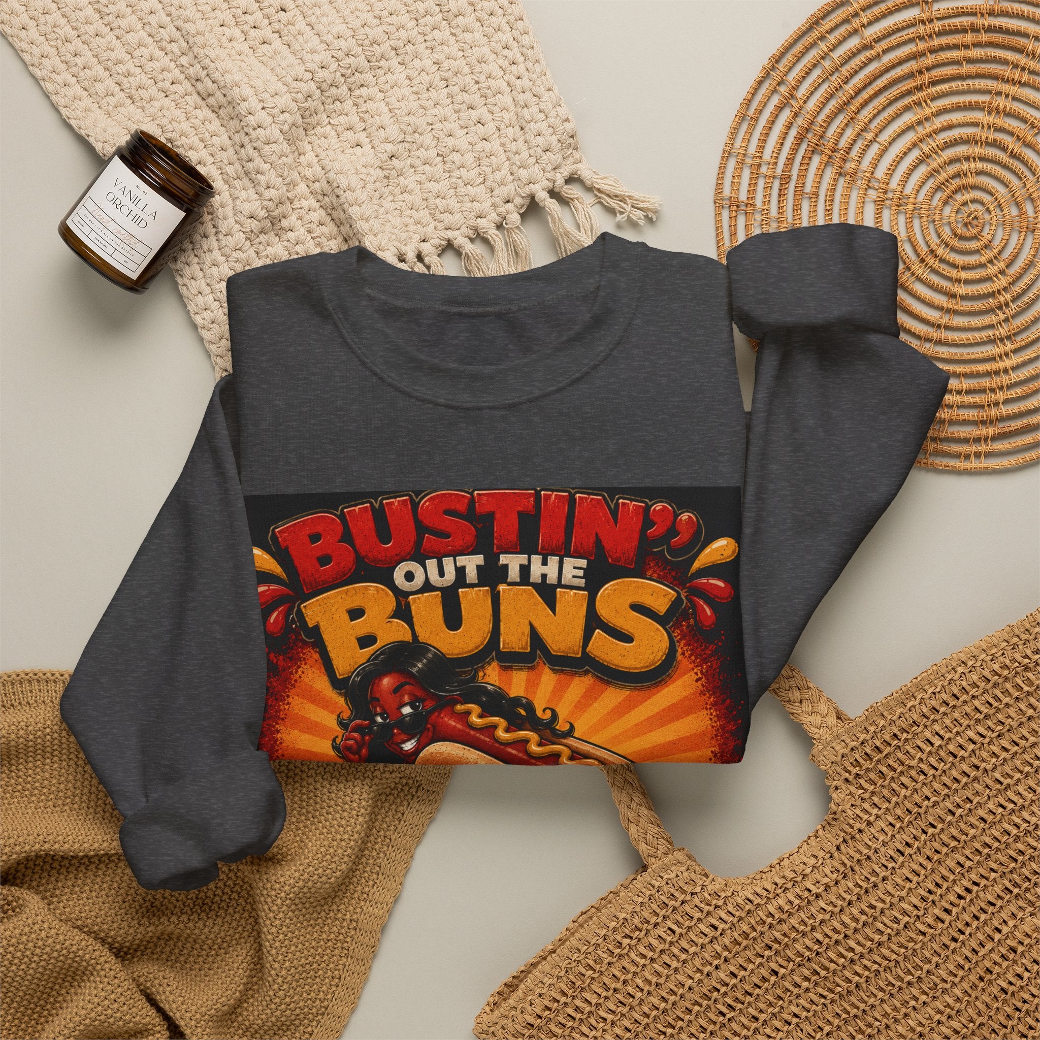Sweatshirt — "Bustin' Out the Buns for the Glizzler" Retro Hot Dog Graphic