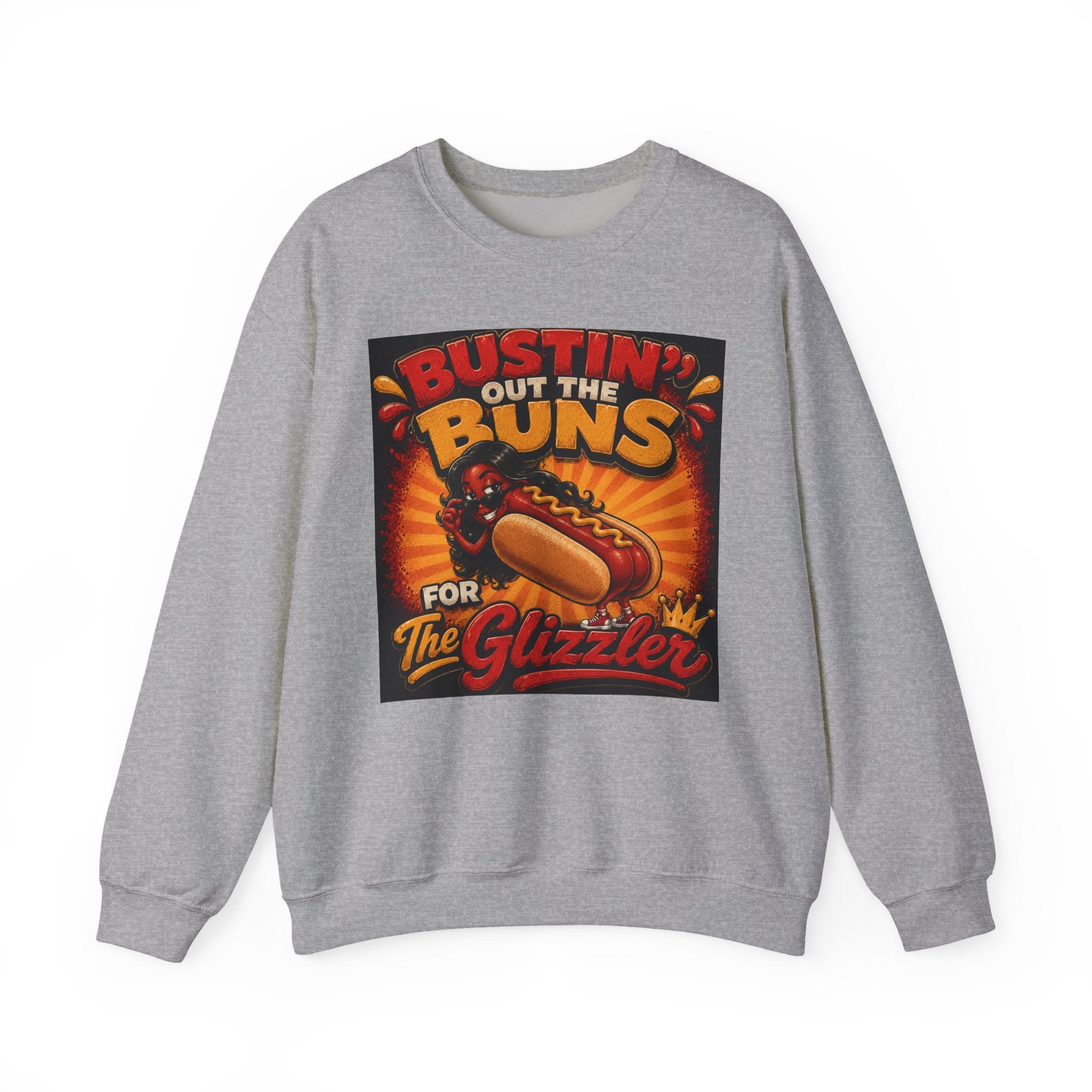 Sweatshirt — "Bustin' Out the Buns for the Glizzler" Retro Hot Dog Graphic